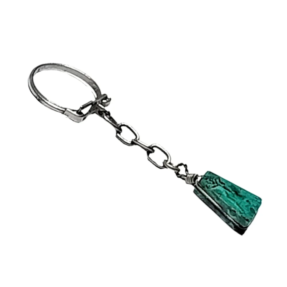 Green Stone Keyholder | Silver Tone Chain | Natural Stone Look